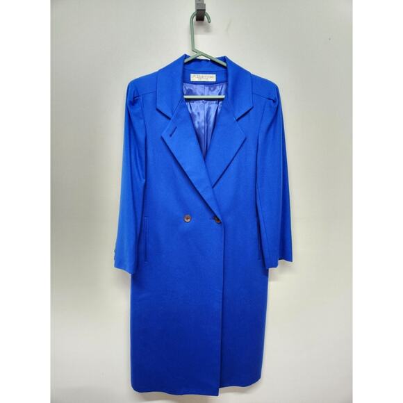 Vintage Alorna Petites Women's Royal Blue Pure Wool Midi Coat, Size 12-14P - Picture 2 of 13